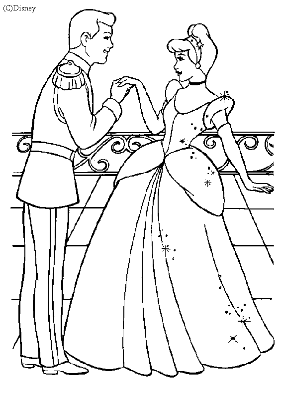 coloriage Cendrillon et le prince charmant au bal